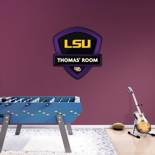 LSU Tigers:   Badge Personalized Name        - Officially Licensed NCAA Removable     Adhesive Decal