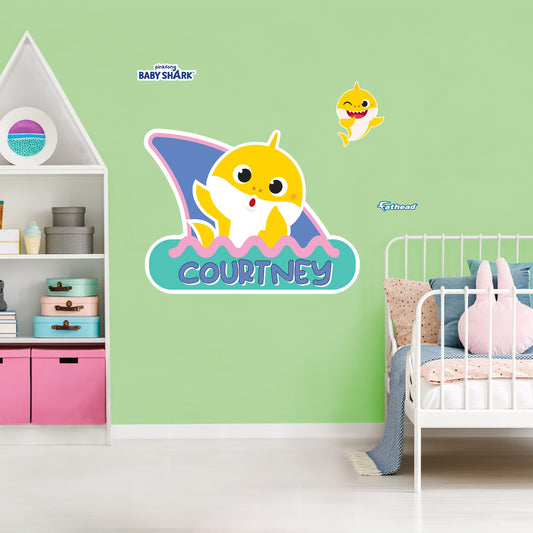 Baby Shark: Baby Shark Wave Personalized Name Icon        - Officially Licensed Nickelodeon Removable     Adhesive Decal
