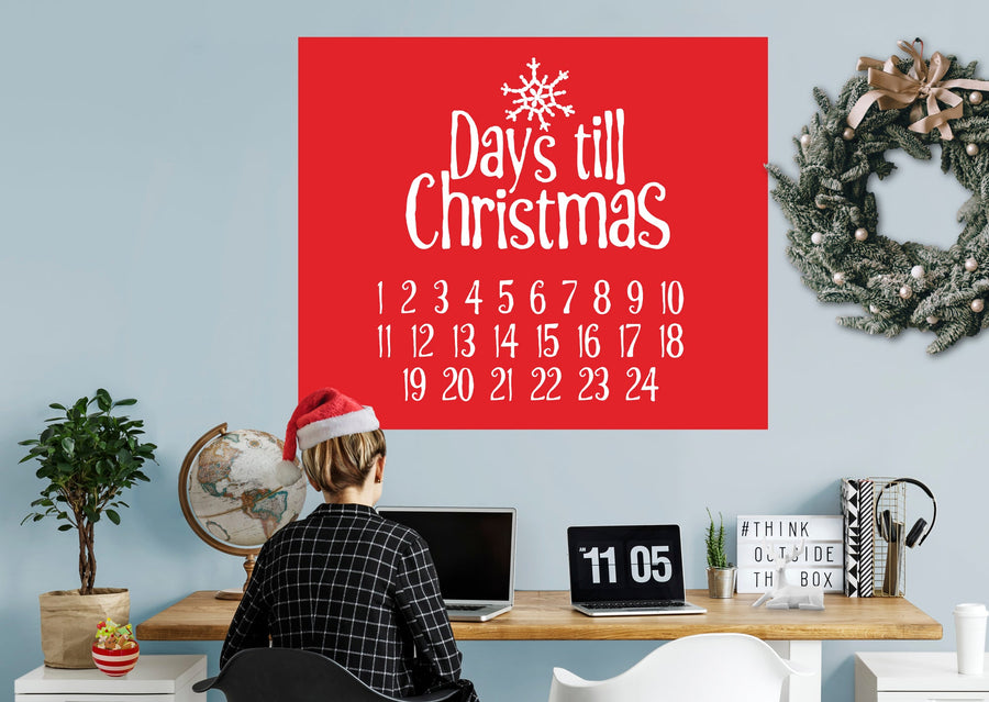 Christmas:  Remaining Days Calendar Dry Erase        -   Removable     Adhesive Decal