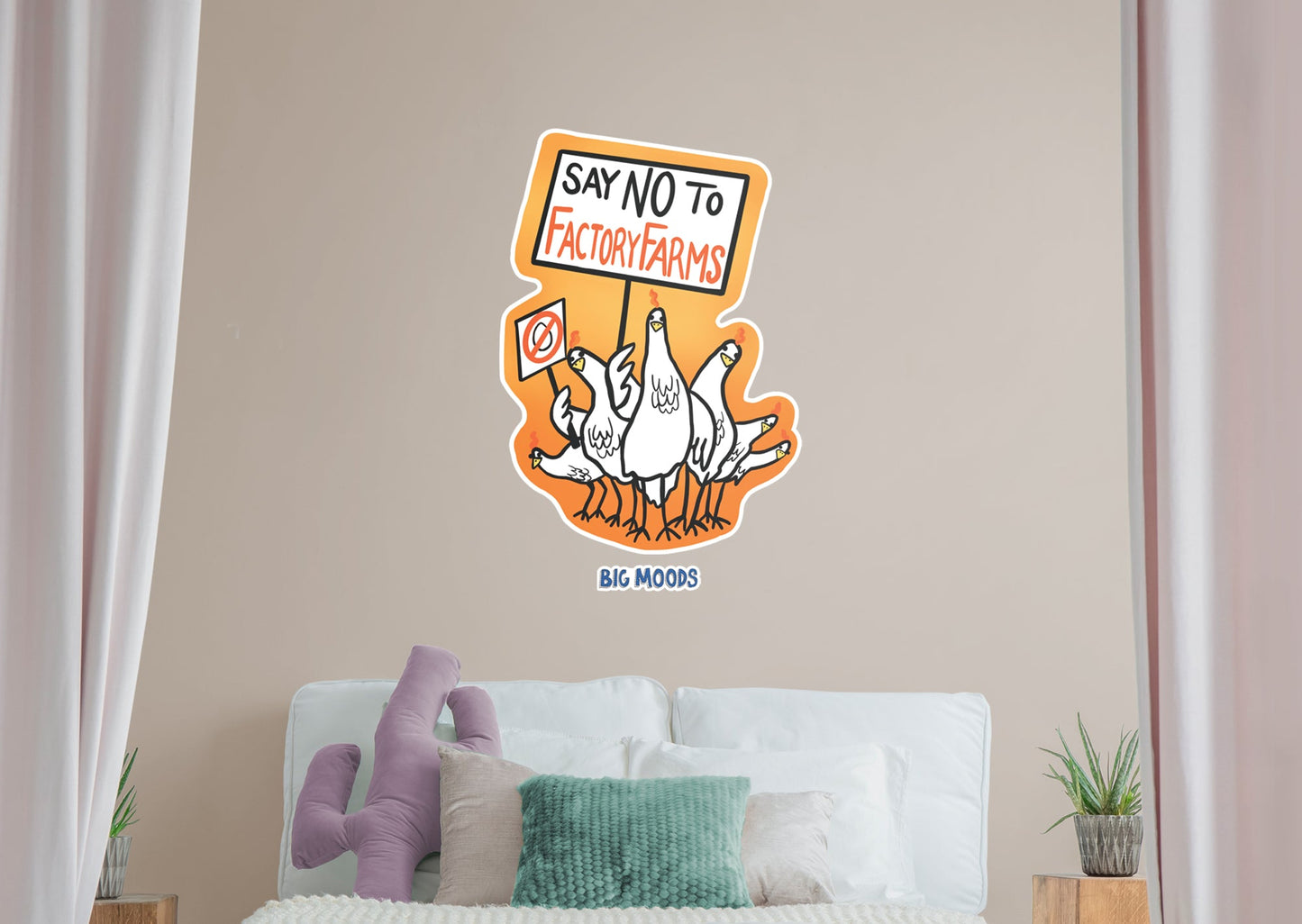 Say No to Factory Farms Chicken        - Officially Licensed Big Moods Removable     Adhesive Decal