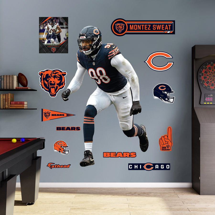 Montez Sweat - RealBig Collection - Official NFL - Chicago Bears - Reusable Vinyl Wall Decals