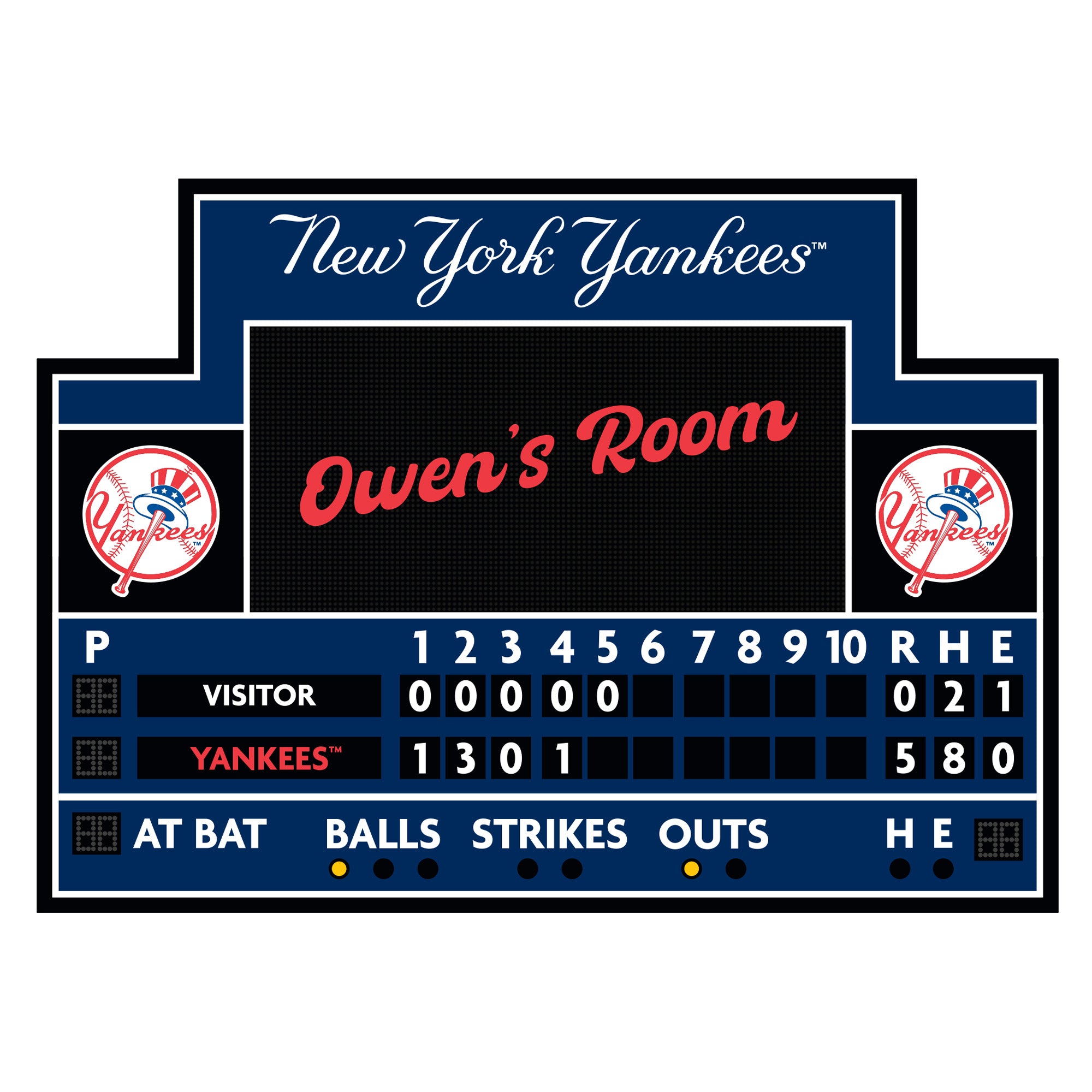 New York Yankees - Scoreboard Graphic - With Personalized Name - Offic ...