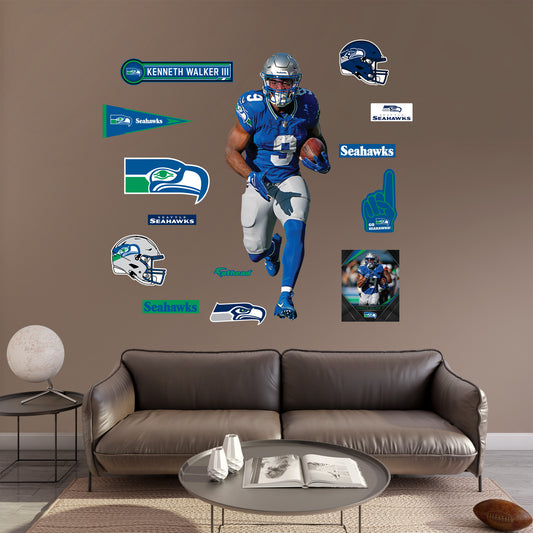 Seattle Seahawks: Kenneth Walker III Throwback        - Officially Licensed NFL Removable     Adhesive Decal