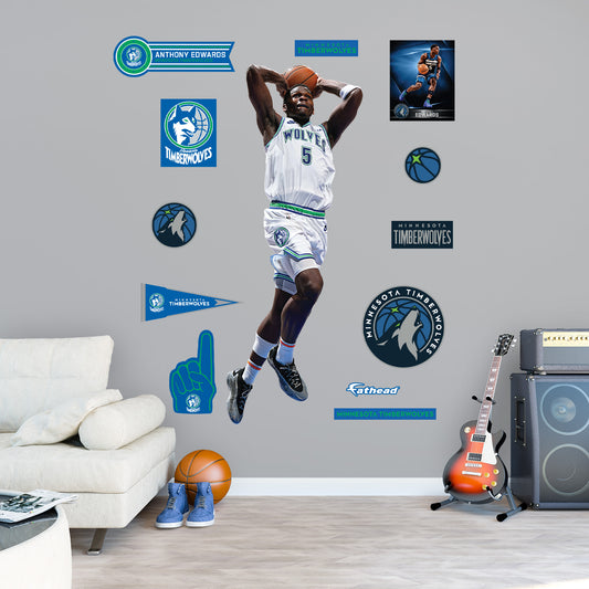Minnesota Timberwolves: Anthony Edwards Dunk        - Officially Licensed NBA Removable     Adhesive Decal
