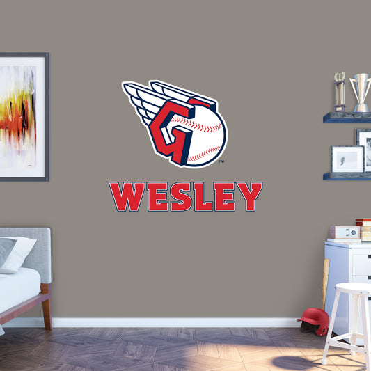 Cleveland Guardians Stacked Personalized Name Red Text PREMASK        -   Removable     Adhesive Decal