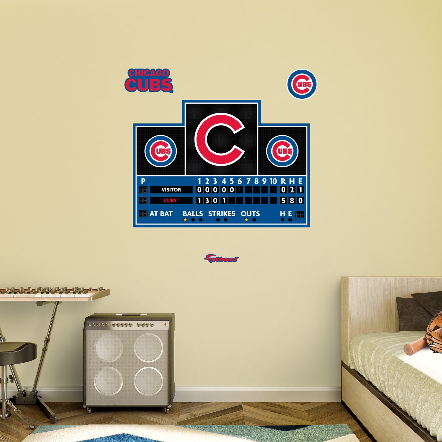 Chicago Cubs:  Scoreboard        - Officially Licensed MLB Removable     Adhesive Decal