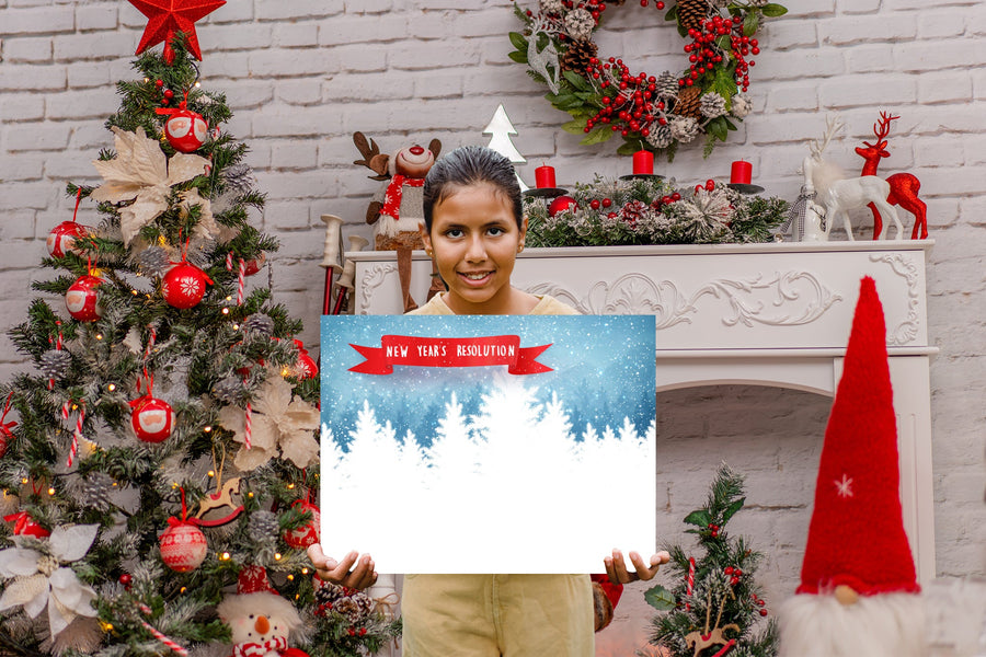 New Years:  Resolution White Trees Dry Erase        -      Dry Erase Foam Core