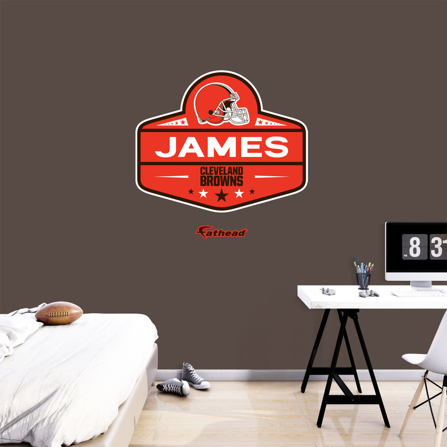 Cleveland Browns - Badge - With Personalized Name - Official NFL - Reusable Vinyl Transfer Decal
