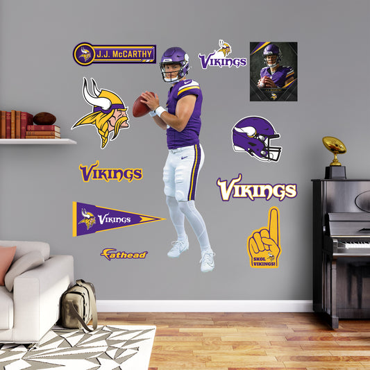 Minnesota Vikings: J.J. McCarthy Preseason        - Officially Licensed NFL Removable     Adhesive Decal