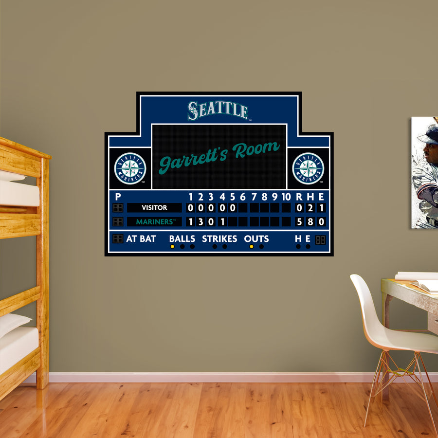 Seattle Mariners - Scoreboard Graphic - With Personalized Name - Official MLB - Vinyl Transfer Decal
