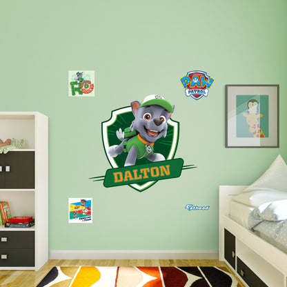 Paw Patrol: Rocky Jumping Personalized Name Icon        - Officially Licensed Nickelodeon Removable     Adhesive Decal