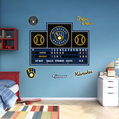 Milwaukee Brewers:  Scoreboard        - Officially Licensed MLB Removable     Adhesive Decal