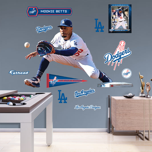Los Angeles Dodgers: Mookie Betts  Fielding        - Officially Licensed MLB Removable     Adhesive Decal