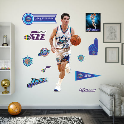 John Stockton - RealBig Legend Collection - Official NBA - Utah Jazz - Reusable Vinyl Wall Decals