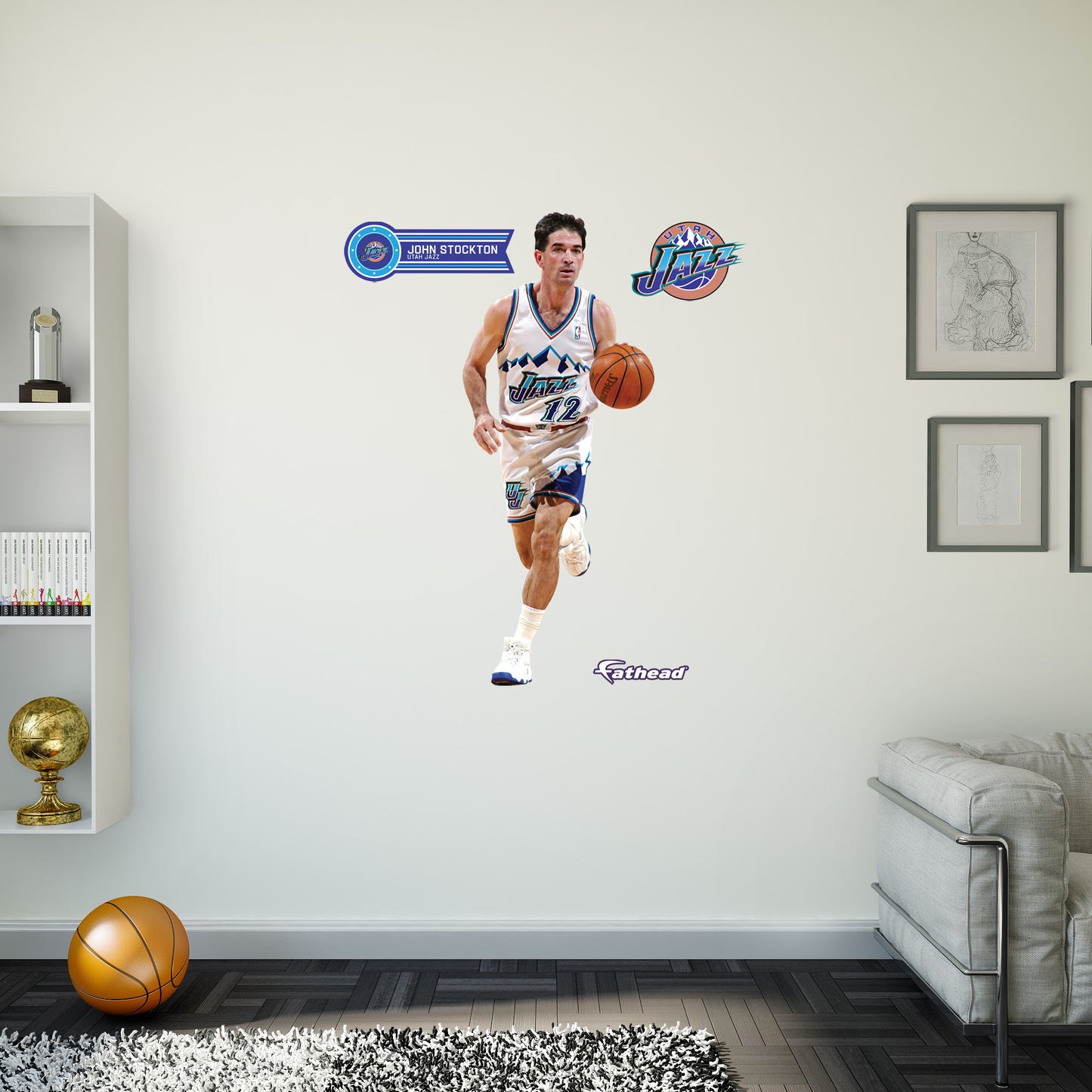 John Stockton - RealBig Legend Collection - Official NBA - Utah Jazz - Reusable Vinyl Wall Decals