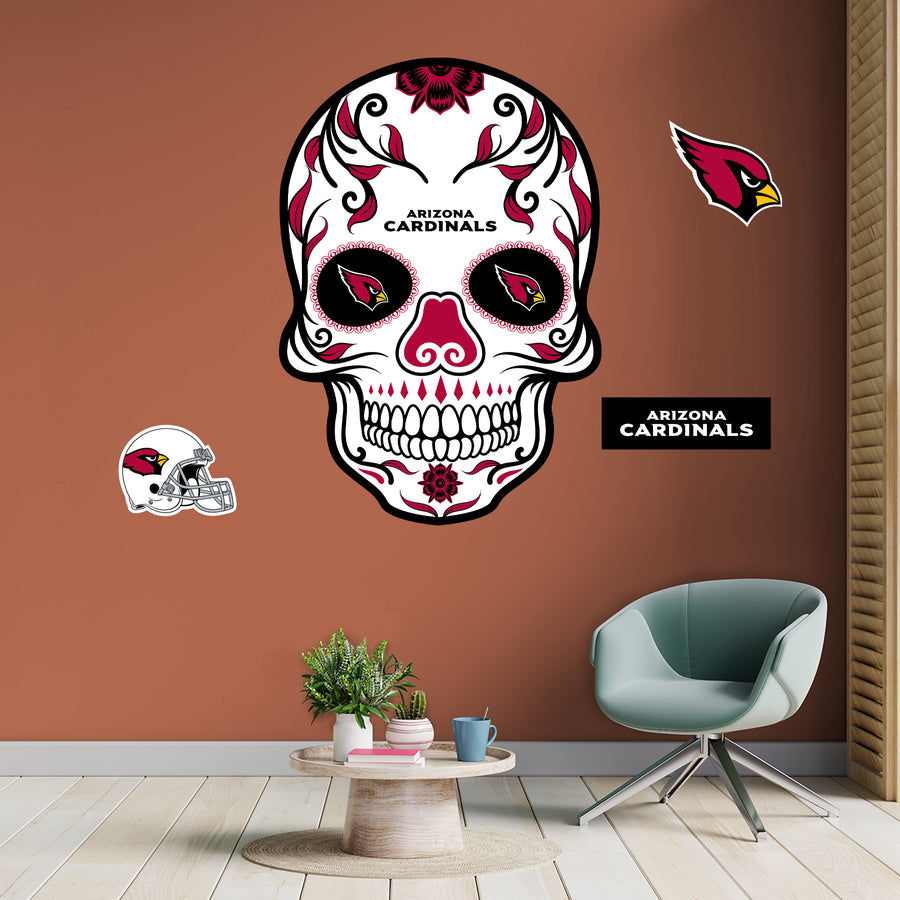 Arizona Cardinals - RealBig Sugar Skull Collection - Official NFL - Reusable Vinyl Wall Decals