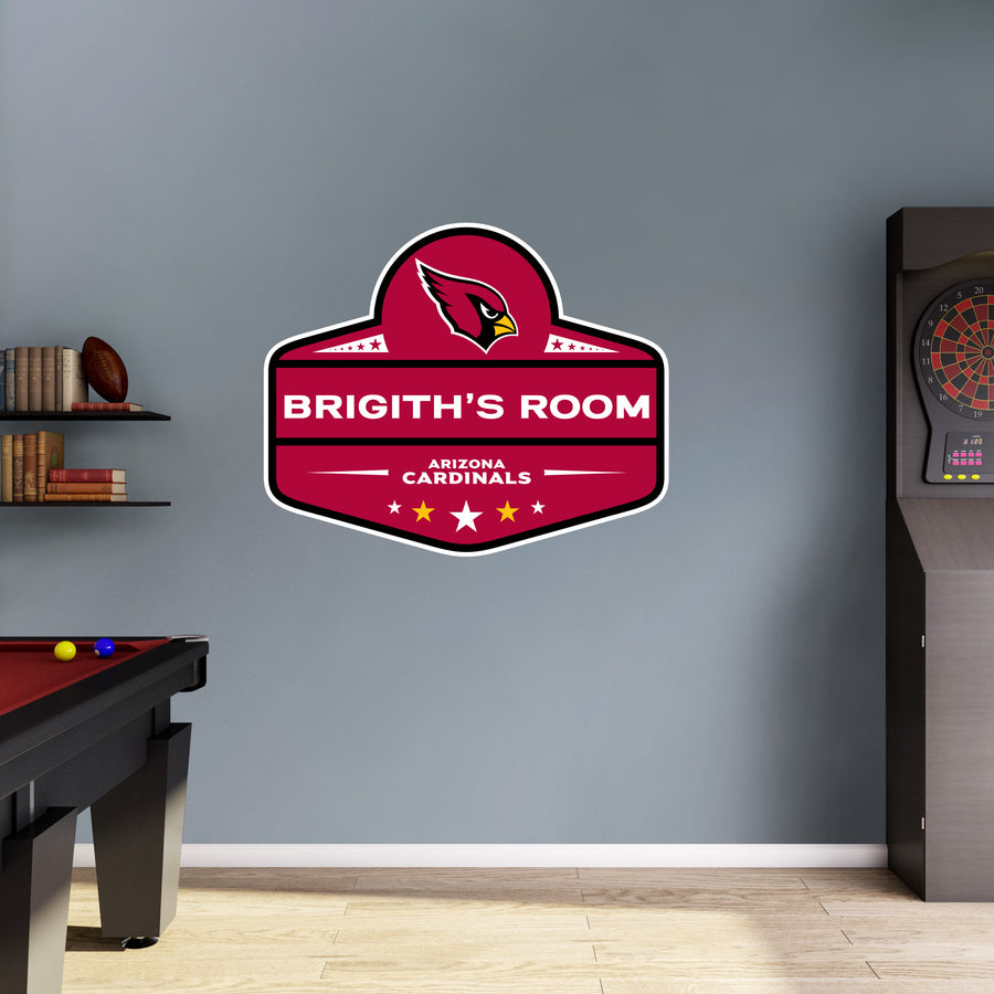 Arizona Cardinals - Badge - With Personalized Name - Official NFL - Reusable Vinyl Transfer Decal