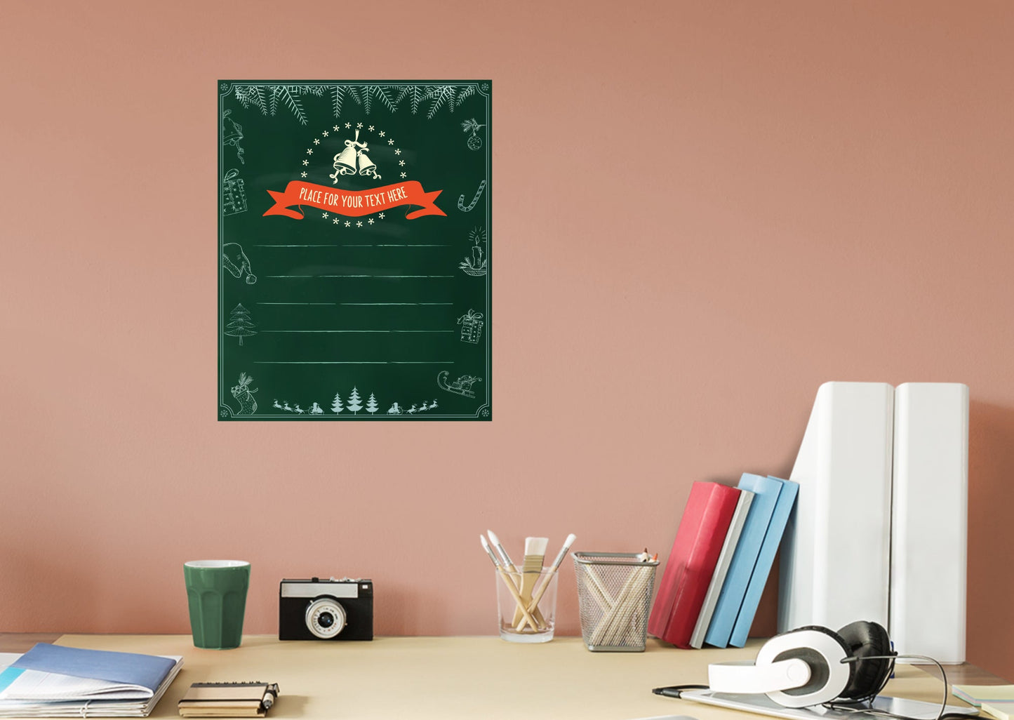 Christmas:  Green Paper Dry Erase        -   Removable     Adhesive Decal