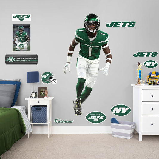New York Jets: Sauce Gardner         - Officially Licensed NFL Removable     Adhesive Decal