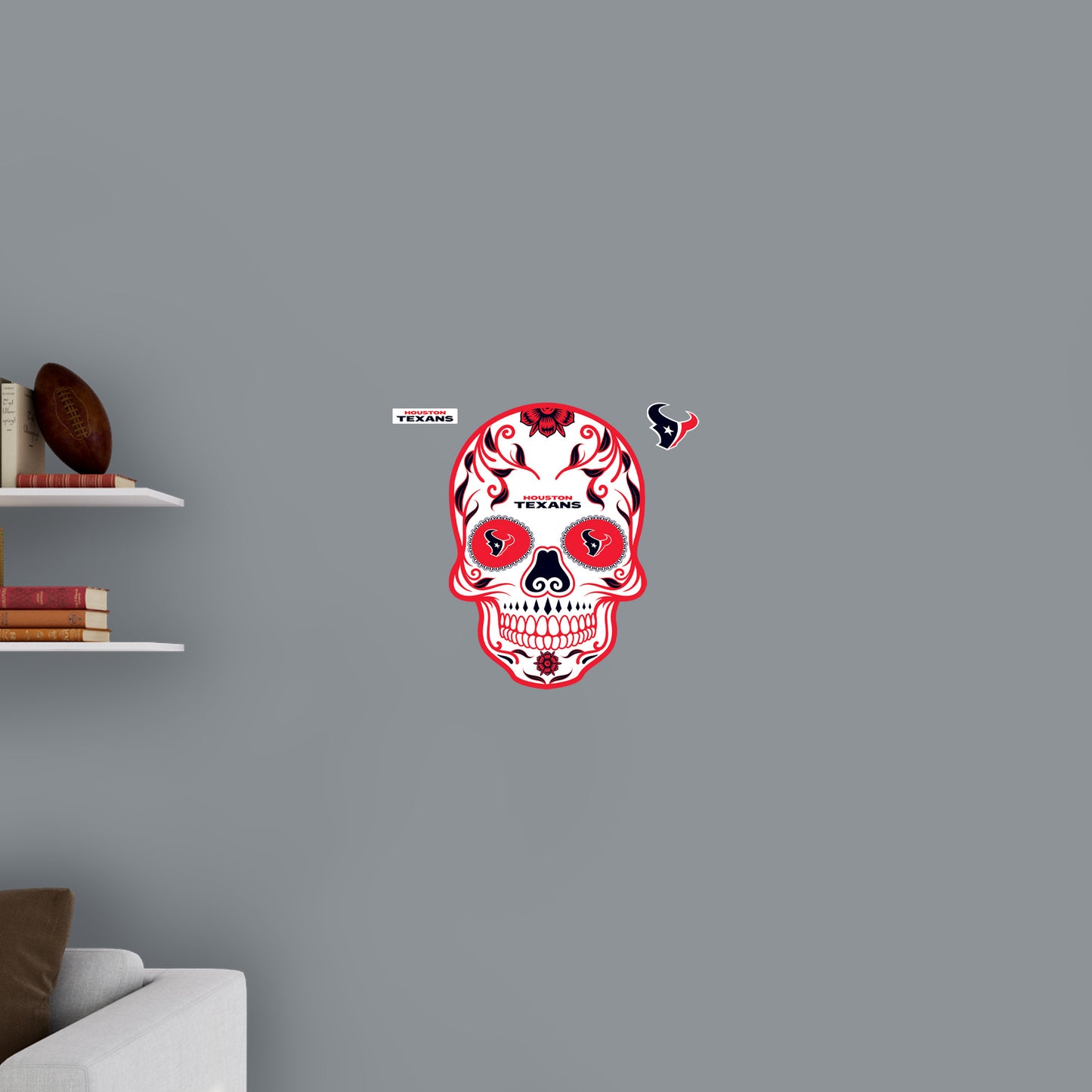 Houston Texans - RealBig Skull Collection - Official NFL - Reusable Vinyl Wall Decals