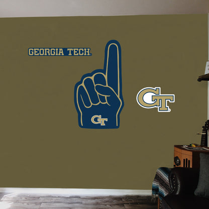 Georgia Tech Yellow Jackets:    Foam Finger        - Officially Licensed NCAA Removable     Adhesive Decal