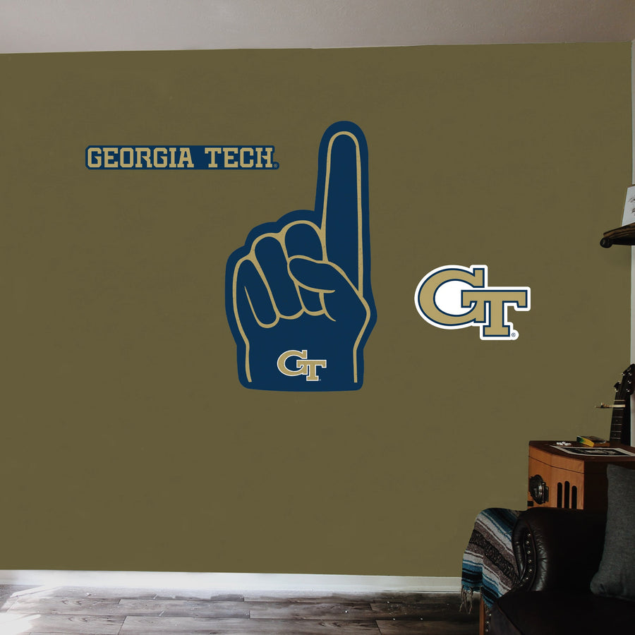 Georgia Tech Yellow Jackets - RealBig Foam Finger Collection - Official NCAA - Reusable Vinyl Wall Decals