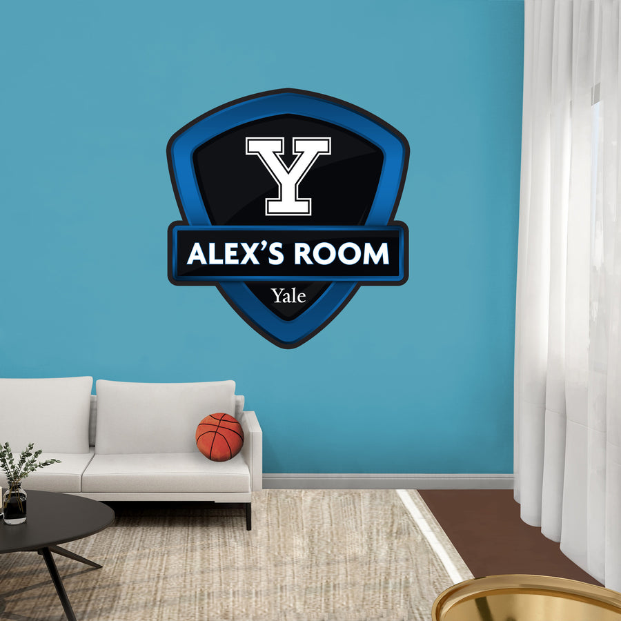 Yale Bulldogs:   Badge Personalized Name        - Officially Licensed NCAA Removable     Adhesive Decal