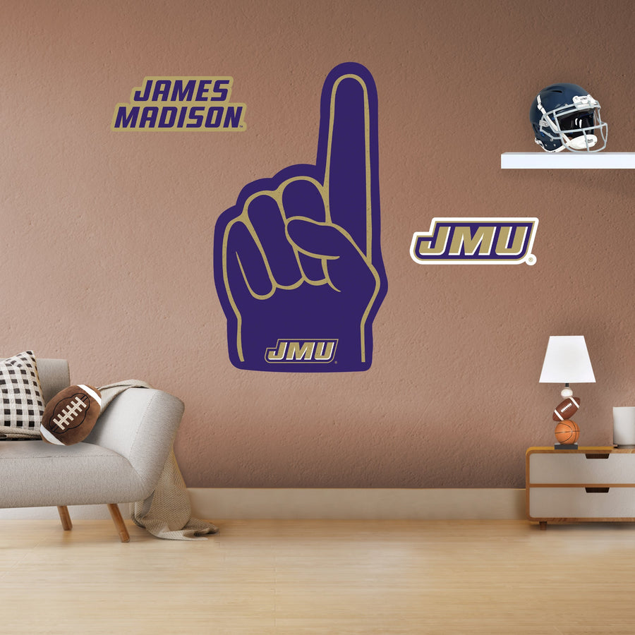 James Madison Dukes - RealBig Foam Finger Collection - Official NCAA - Reusable Vinyl Wall Decals