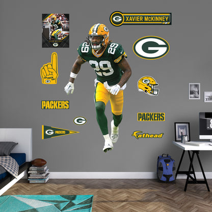 Green Bay Packers - RealBig Xavier McKinney Collection - Official NFL - Reusable Vinyl Wall Decals