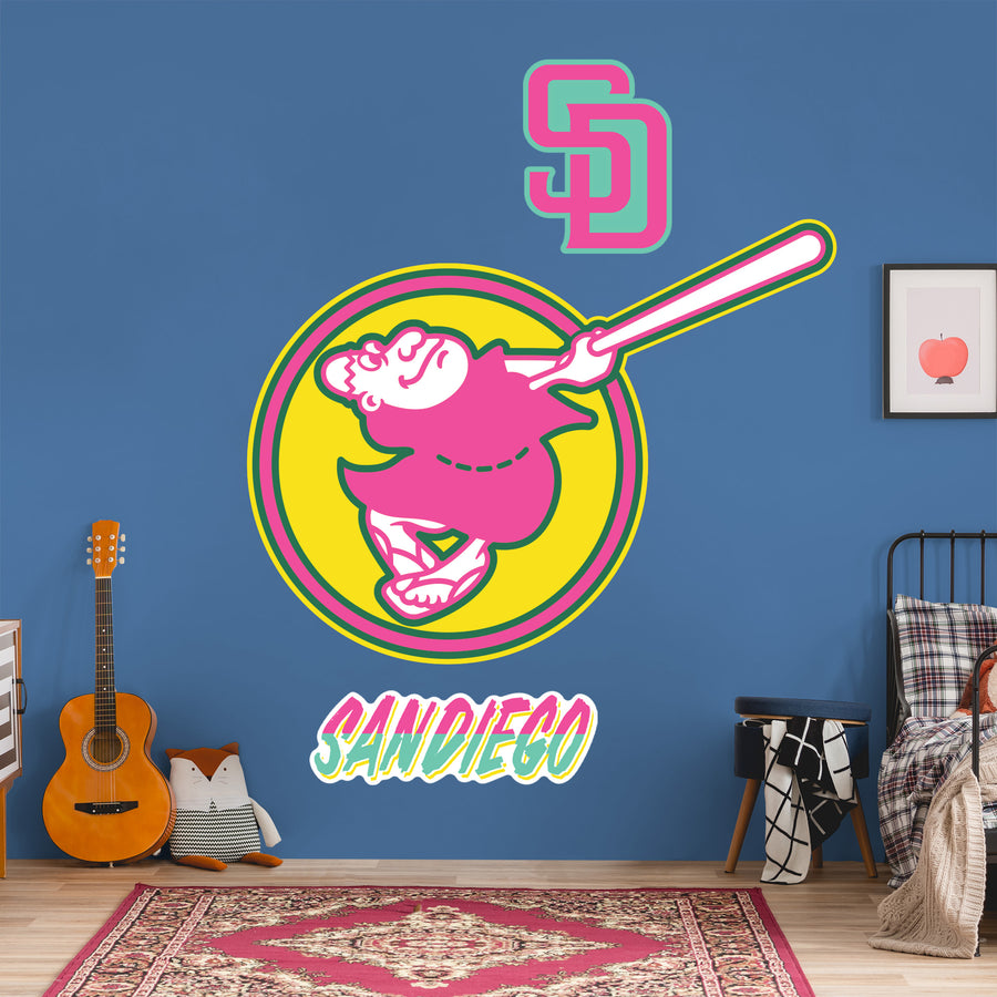 San Diego Padres - RealBig Friar City Connect Logo Collection - Official MLB - Reusable Vinyl Wall Decals