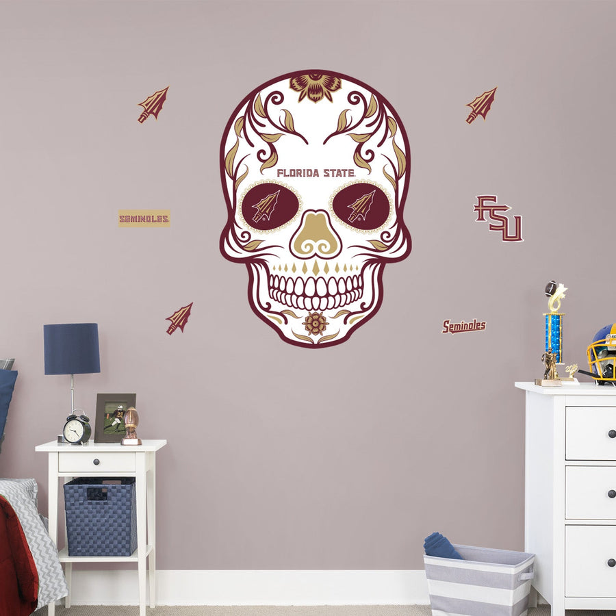 Florida State Seminoles - RealBig Sugar Skull Collection - Official NCAA - Reusable Vinyl Wall Decals