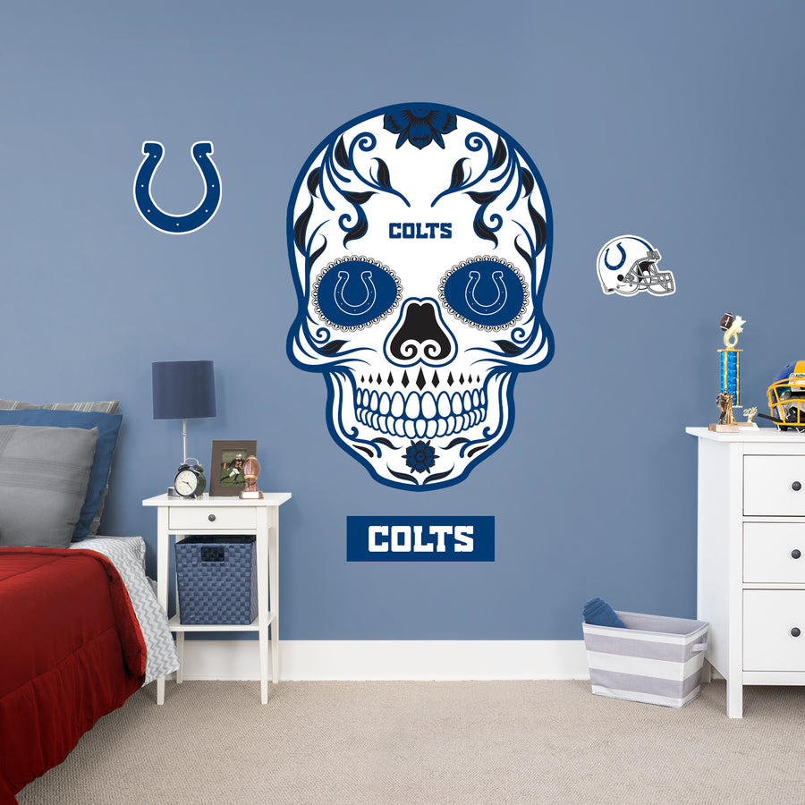 Indianapolis Colts - RealBig Skull Collection - Official NFL - Reusable Vinyl Wall Decals