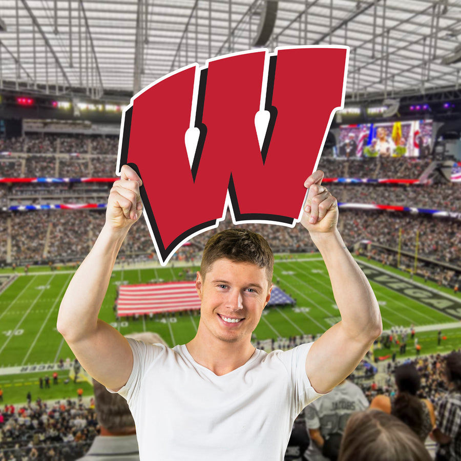W Foamcore Logo - Big Head - Official NCAA - Wisconsin Badgers - Foam Core Cutout