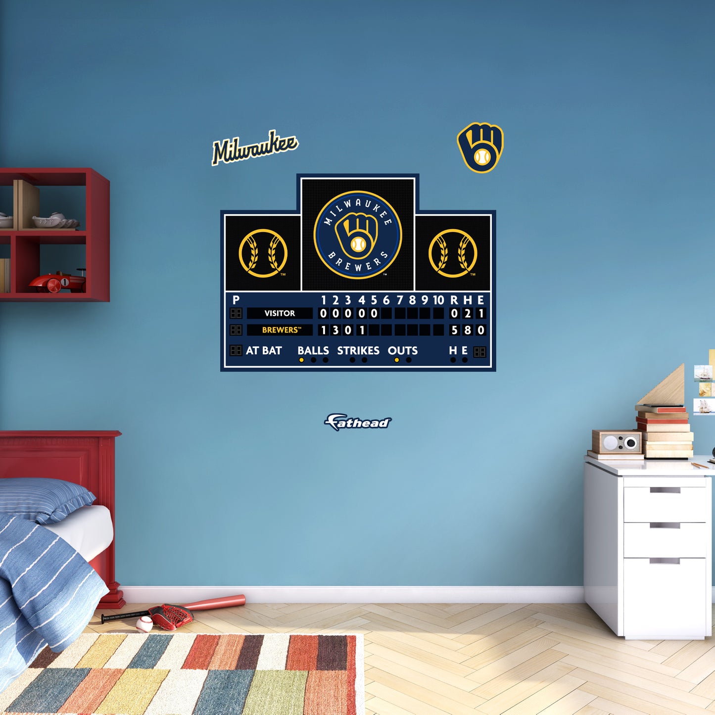 Milwaukee Brewers:  Scoreboard        - Officially Licensed MLB Removable     Adhesive Decal