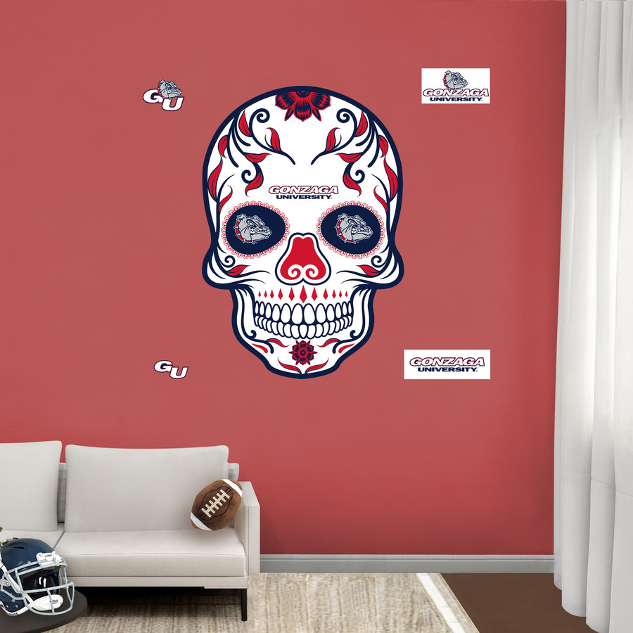 Gonzaga Bulldogs - RealBig Sugar Skull Collection - Official NCAA - Reusable Vinyl Wall Decals