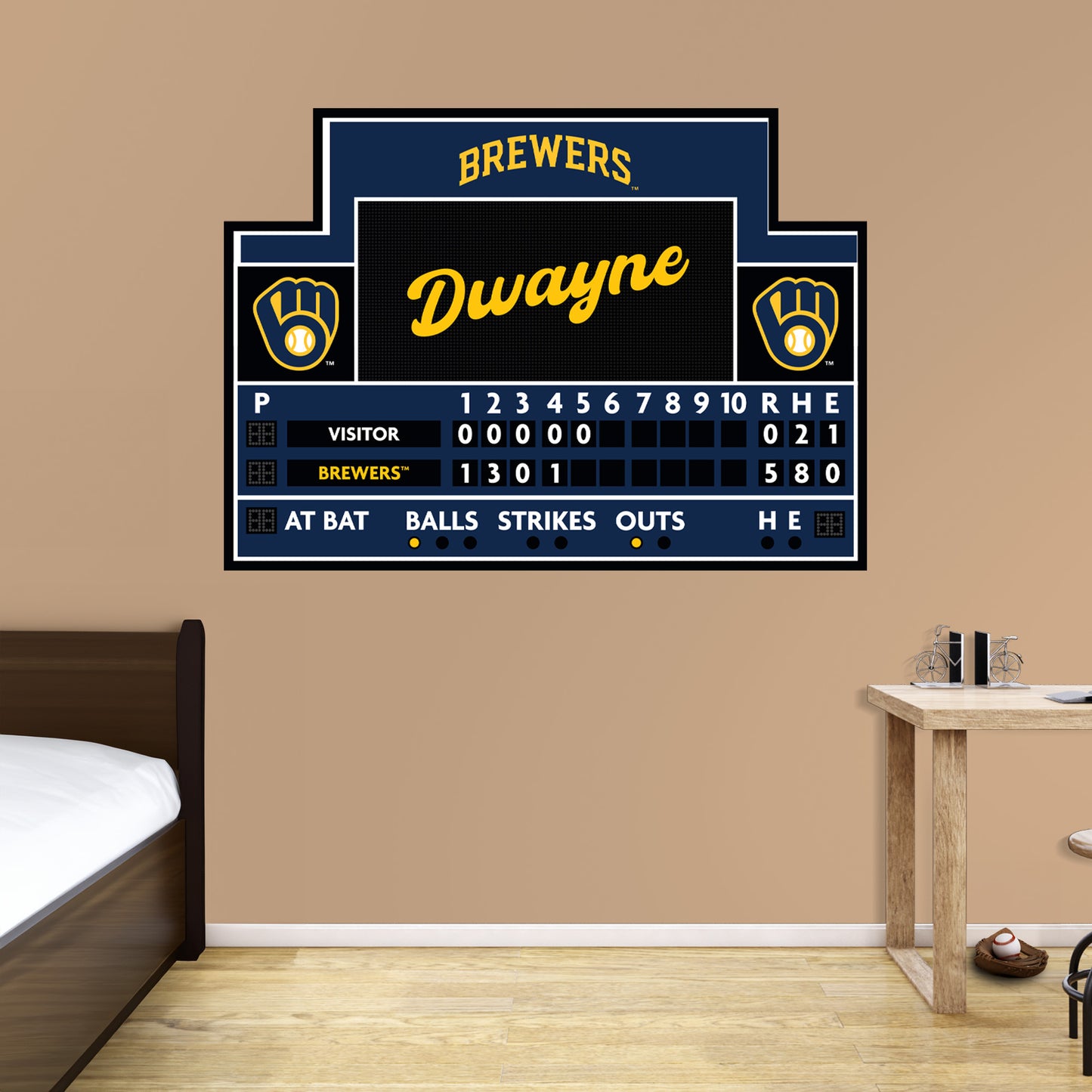 Milwaukee Brewers: Scoreboard Personalized Name        - Officially Licensed MLB Removable     Adhesive Decal