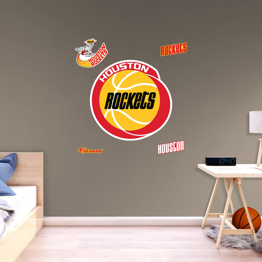 Houston Rockets - RealBig Ketchup and Mustard Classic Logo Collection - Official NBA - Reusable Vinyl Wall Decals