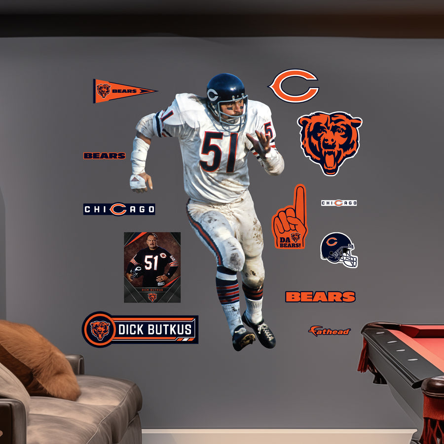 Dick Butkus Legend - RealBig Collection - Official NFL - Chicago Bears - Reusable Vinyl Wall Decals