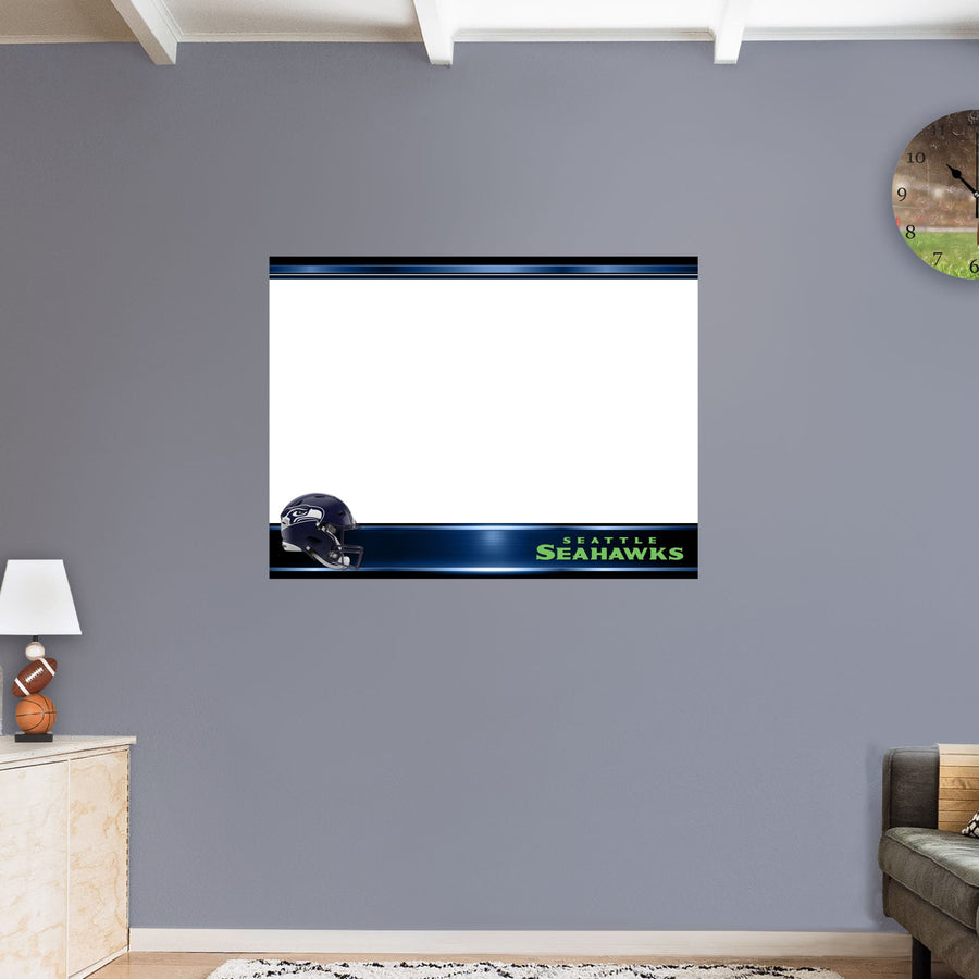 Seattle Seahawks - Helmet - Dry Erase Whiteboard - Official NFL - Reusable Vinyl Wall Decal
