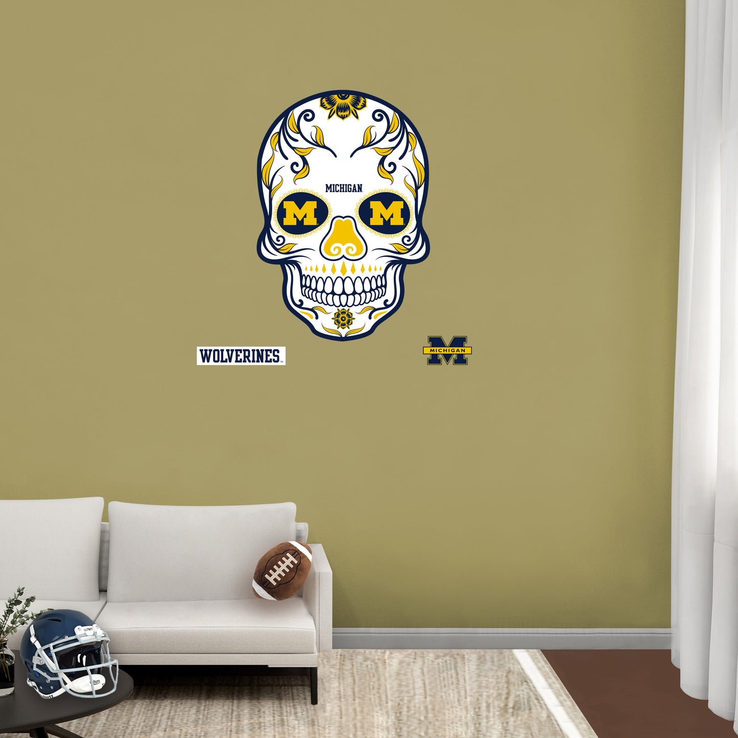 Michigan Wolverines:   Skull        - Officially Licensed NCAA Removable     Adhesive Decal