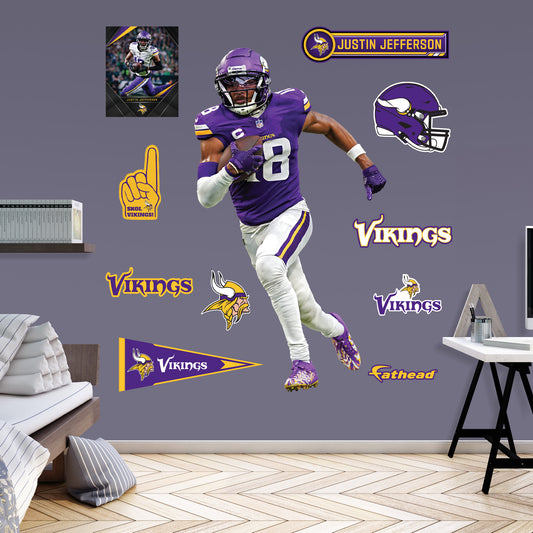 Minnesota Vikings: Justin Jefferson         - Officially Licensed NFL Removable     Adhesive Decal