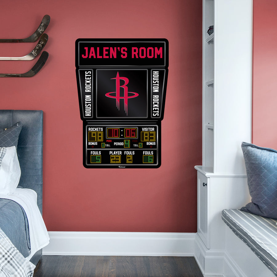 Houston Rockets - Scoreboard Graphic - With Personalized Name - Official NBA - Vinyl Transfer Decal