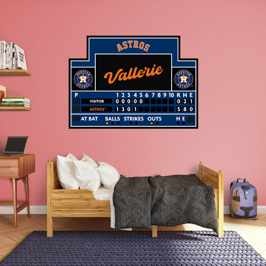 Houston Astros: Scoreboard Personalized Name        - Officially Licensed MLB Removable     Adhesive Decal