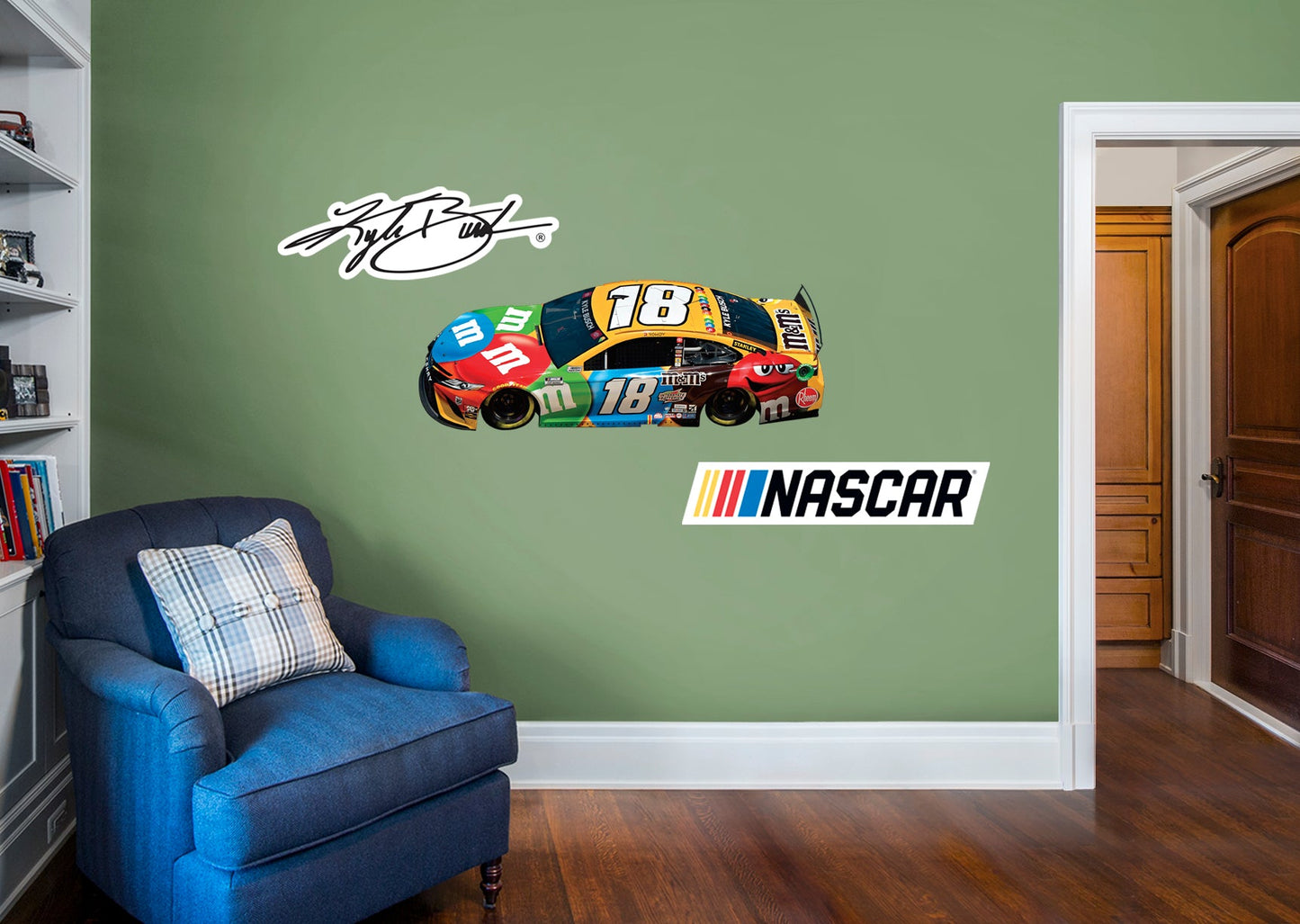 Kyle Busch M&Ms Car - RealBig Collection - Official NASCAR - M&Ms Racing - Reusable Vinyl Wall Decals