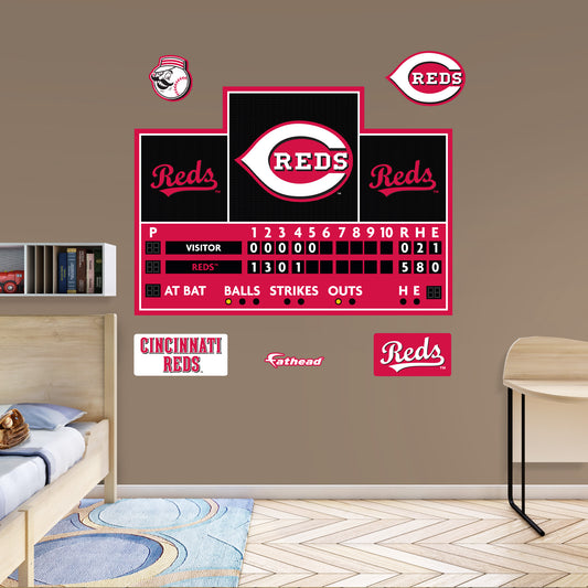 Cincinnati Reds:  Scoreboard        - Officially Licensed MLB Removable     Adhesive Decal