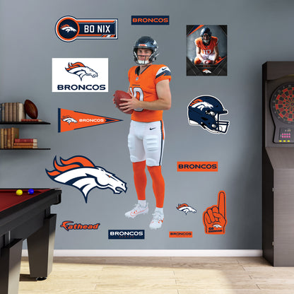 Bo Nix Preseason - RealBig Collection - Official NFL - Denver Broncos - Reusable Vinyl Wall Decals