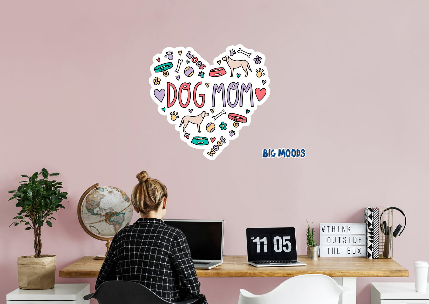 Dog Mom Heart        - Officially Licensed Big Moods Removable     Adhesive Decal
