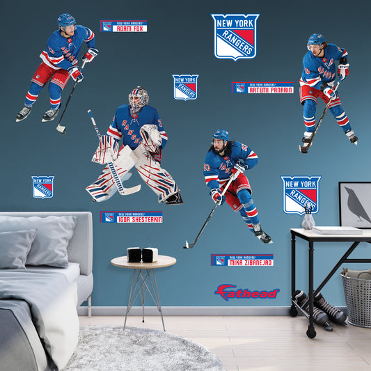 New York Rangers: Artemi Panarin, Igor Shesterkin, Adam Fox and Mika Zibanejad  Team Collection        - Officially Licensed NHL Removable     Adhesive Decal