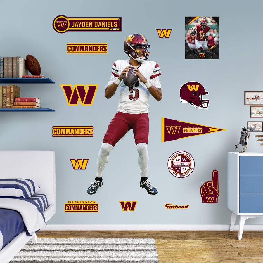Jayden Daniels - RealBig Away Collection - Official NFL - Washington Commanders - Reusable Vinyl Wall Decals