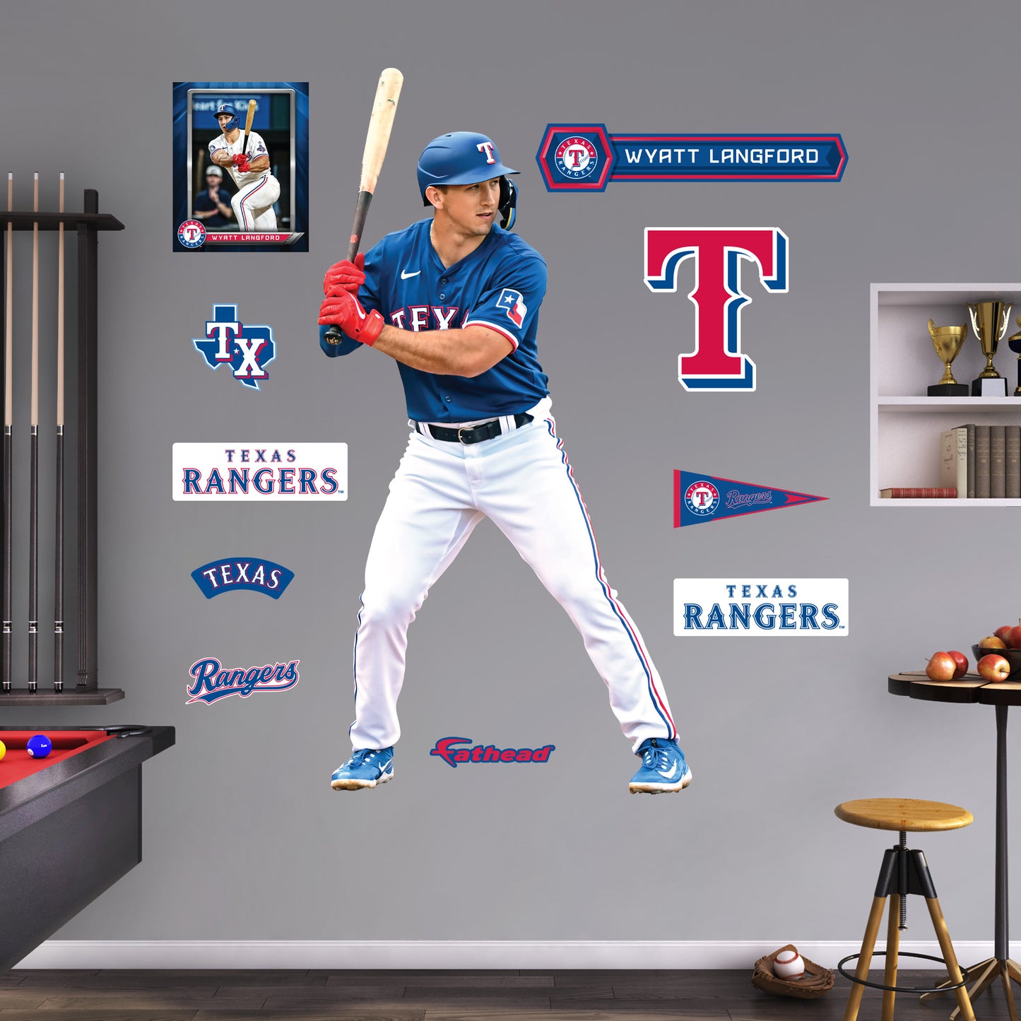 Texas Rangers: Wyatt Langford         - Officially Licensed MLB Removable     Adhesive Decal